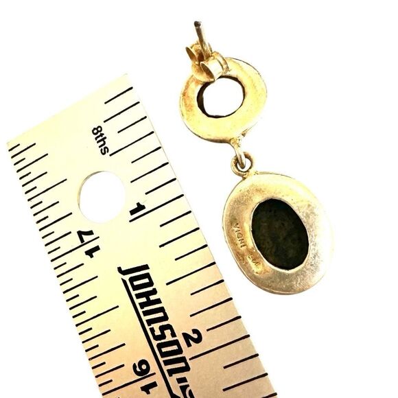 Sterling silver pearl and serpentine drop earrings - Picture 9 of 13